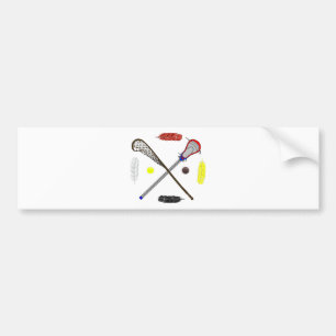 Traditionele en moderne Lacrosse stokken Bumpersticker