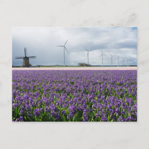 Traditionele en moderne windmolen, Holland briefka Briefkaart