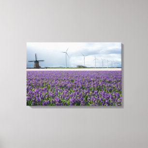 Traditionele en moderne windmolen in Holland canva Canvas Afdruk