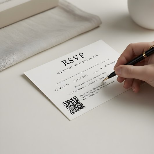 Traditionele en QR-code bruiloft RSVP behuizing au Informatiekaartje