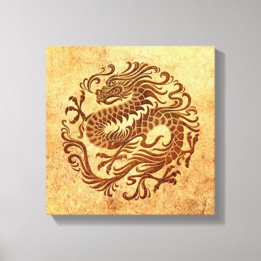 Traditionele en versleten Chinese drakencirkel Canvas Afdruk (Voorkant)