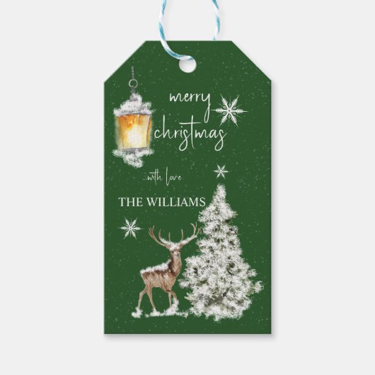 Traditionele feestelijke kerst cadeaulabel (Voorkant)