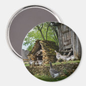 Traditionele foie gras ganzen boerderij ronde magn magneet (Voorkant / Achterkant)