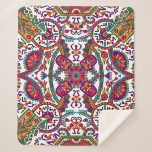 Traditionele Folk Art Allover Designart, etnisch,  Sherpa Deken