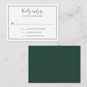 Traditionele Forest Green Mini Wedding RSVP Kaart Notitiekaartje