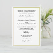 Traditionele formale gouden witte bruine bruiloft  kaart (Staand voorkant)