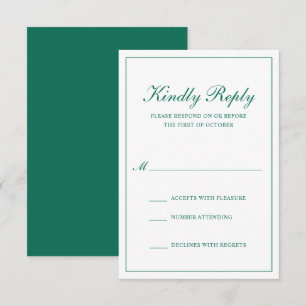 Traditionele Formele Smaragd Groene Elegante Huwel RSVP Kaartje