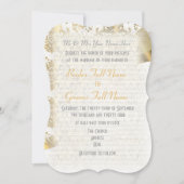 Traditionele formele witte en goudvochtige bruilof kaart (Voorkant)