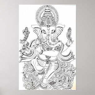 Traditionele Ganesha-lijn Kunst Poster