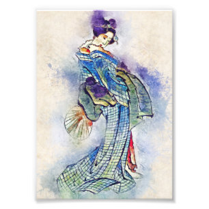 Traditionele Geisha Hokusai japan art. Foto Afdruk