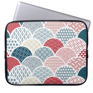 traditionele geometrische kimono patroon  sketc laptop sleeve