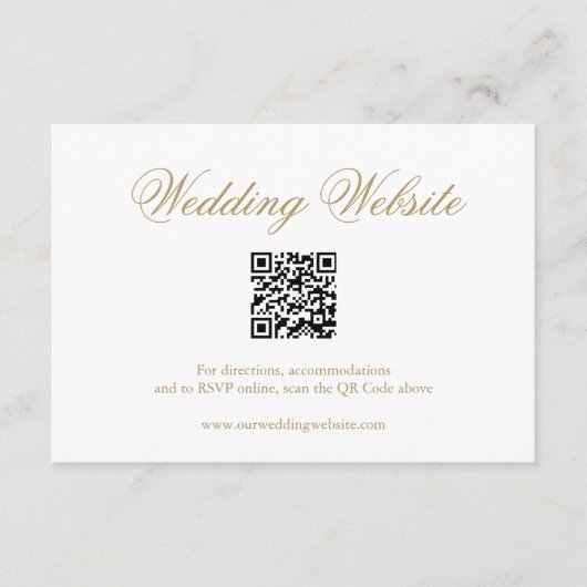 Traditionele gouden formele QR-code Elegante bruil Informatiekaartje (Voorkant)