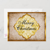 Traditionele gouden kerst feestdagenkaart (Voorkant / Achterkant)