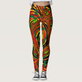 Traditionele gouden rode groene afrikaanse kleuren leggings (Voorkant)