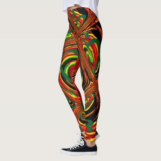 Traditionele gouden rode groene afrikaanse kleuren leggings (Links)