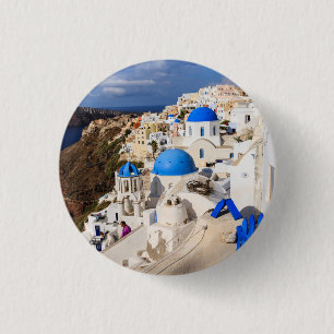 Traditionele Griekse huizen Ronde Button 3,2 Cm