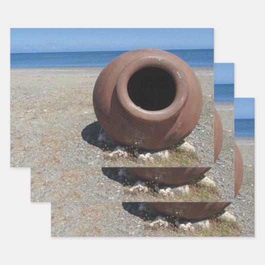 Traditionele Griekse Terracotta Pot op strand Inpakpapier Vel (Set)