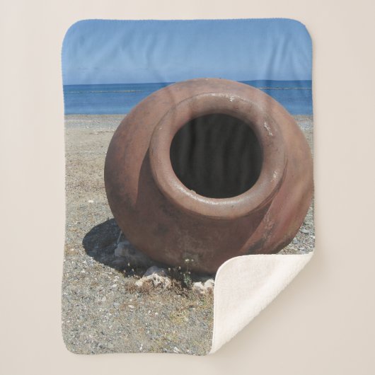 Traditionele Griekse Terracotta Pot op strand Sherpa Deken (Voorkant)