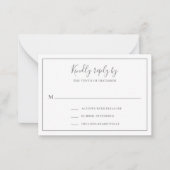 Traditionele Grijze Elegante Mini Wedding RSVP Kaa Notitiekaartje (Voorkant)