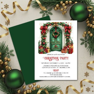 Traditionele Groene Deur Kerstversiering Feest Feestdagenkaart