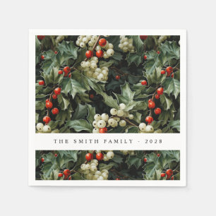 Traditionele groene Holly vakantie Servet