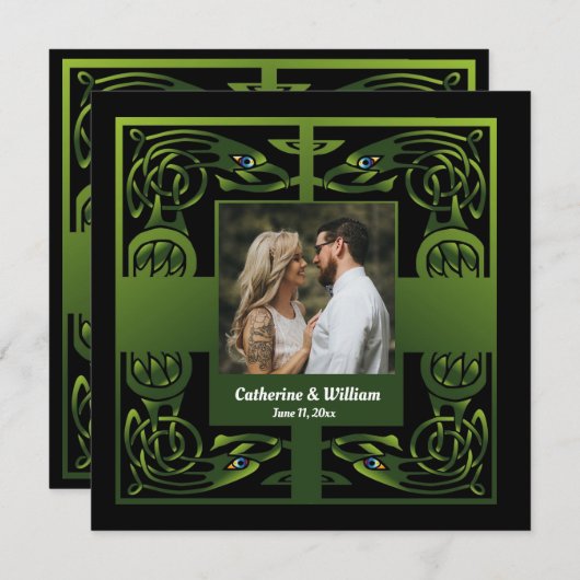 Traditionele groene Iers Keltisch Bedankkaart (Voorkant / Achterkant)