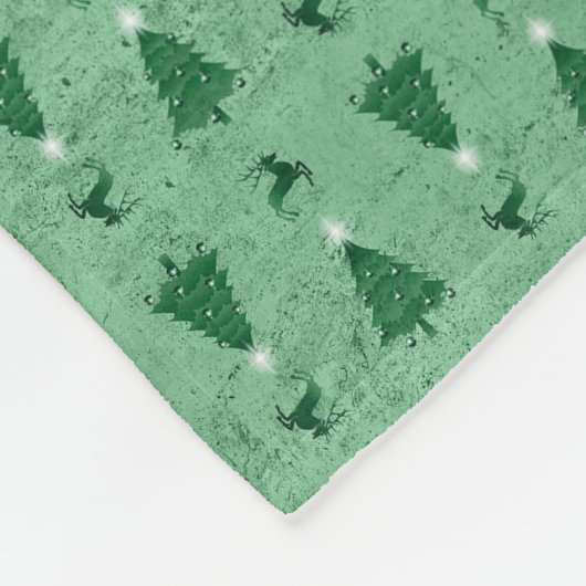 Traditionele groene kerstbomen en rendieren fleece deken (Hoek)