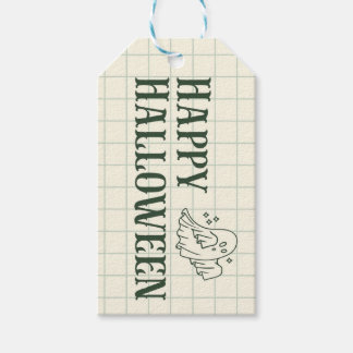Traditionele groene spook Happy Halloween-labels Cadeaulabel