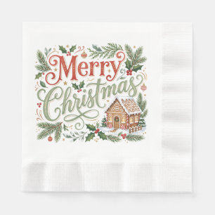 Traditionele handlettering Kerst gingerbread Servet