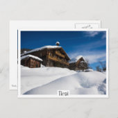 Traditionele houten kool in de sneeuw briefkaart (Voorkant / Achterkant)