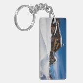 Traditionele houten kool in de sneeuw sleutelhanger (Voorkant Links)