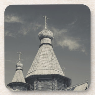 Traditionele houten Russisch-orthodoxe kerk Onderzetter