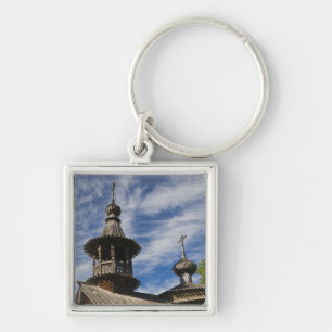 Traditionele houten Russisch-orthodoxe kerk Sleutelhanger