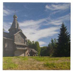 Traditionele houten Russisch-orthodoxe kerk Tegeltje