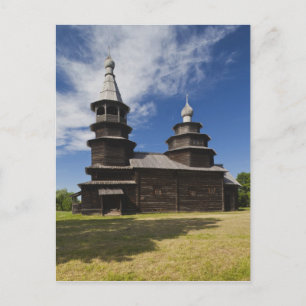 Traditionele houten Russische orthodoxe kerk Briefkaart