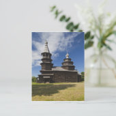 Traditionele houten Russische orthodoxe kerk Briefkaart (Staand voorkant)