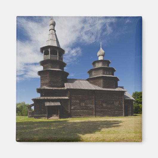 Traditionele houten Russische orthodoxe kerk Magneet (Voorkant)