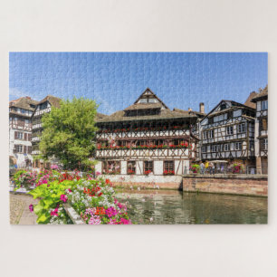 Traditionele Houthuizen Straatsburg Frankrijk Reiz Legpuzzel