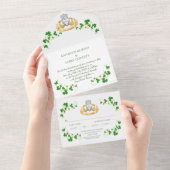 Traditionele Ierse Claddagh Ring en Shamrocks All In One Uitnodiging (Afscheurbaar)