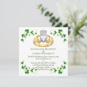 Traditionele Ierse Claddagh Ring en Shamrocks Kaart (Staand voorkant)