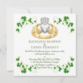 Traditionele Ierse Claddagh Ring en Shamrocks Kaart