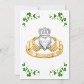 Traditionele Ierse Claddagh Ring en Shamrocks Kaart (Achterkant)