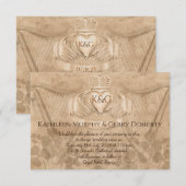 Traditionele Ierse Claddagh Ring Shamrock & Harp Kaart (Voorkant / Achterkant)