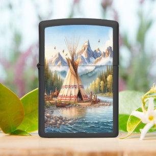 Traditionele Indiaanse tipi Natuur scène Digi