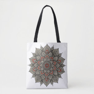 Traditionele Indiase Mandala kunst in zwart en roo Draagtas