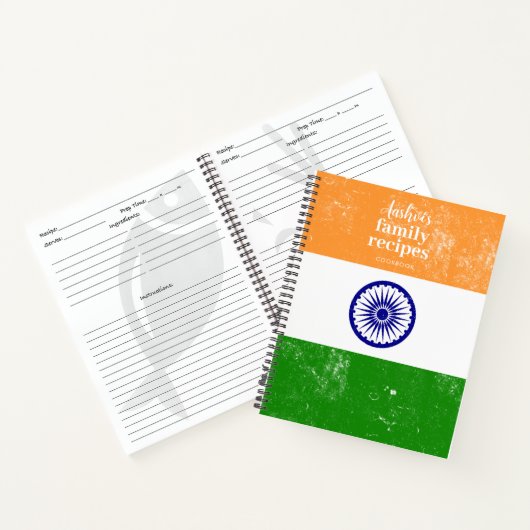 Traditionele Indiase vlag Recipe Cookbook Notitieboek (Binnen)