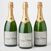 Traditionele ingetogen formele witte damast sparkling wijnetiket (Flessen)