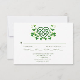 Traditionele Irish Celtic Love Knot en Shamrocks RSVP Kaartje