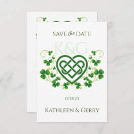 Traditionele Irish Celtic Love Knot en Shamrocks Save The Date