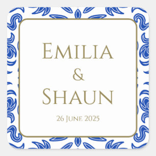 Traditionele Italiaanse blauwe bruiloft stickers